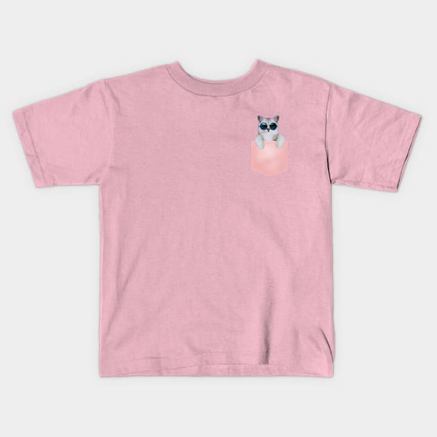 cat pocket Kids T-Shirt by WOAT